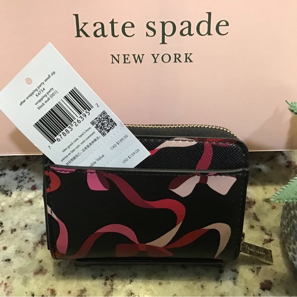 💝Host Pick💝Kate Spade NY Wrapping Party Small Zip Cardcase Black Multi NWT - Picture 2 of 6